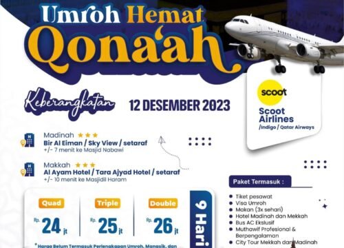 UMROH PALING HEMAT HANYA 24 JUTA DESEMBER 2023 UMROH QONA’AH